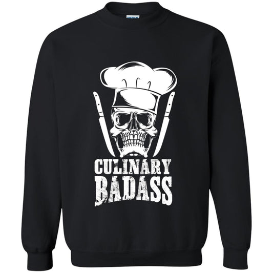 Culinary Badass Funny Chef Skull Knifes Cooking Tshirt Black