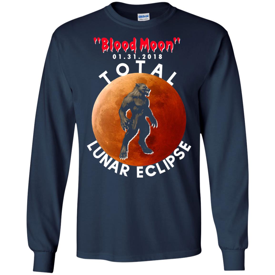 Best Total Lunar Eclipse Shirt 2018 - Blood Moon Werewolf T-shirt Navy