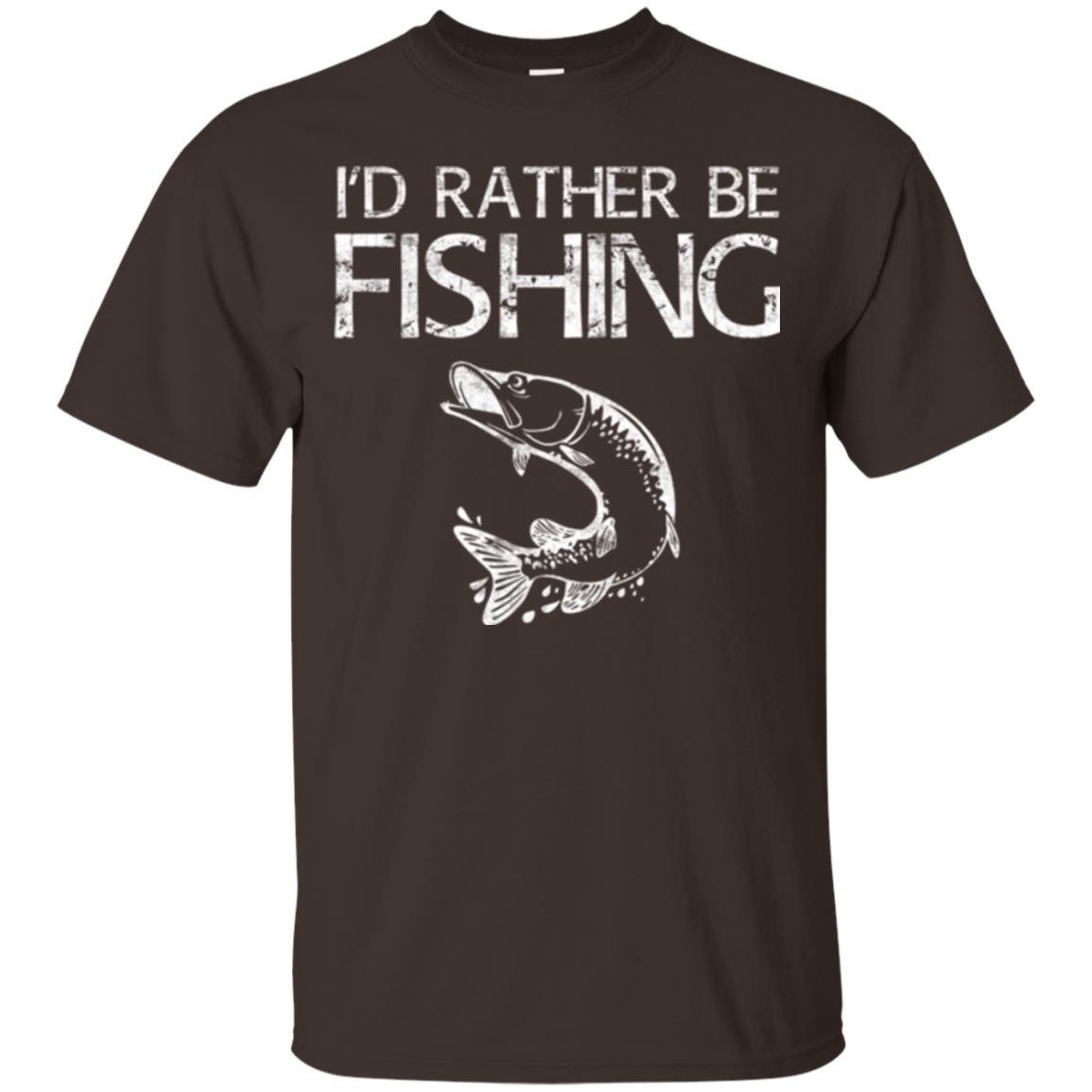 Fisherman T-shirt I'd Rather Be Fishing Dark Chocolate