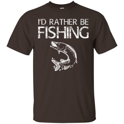 Fisherman T-shirt I'd Rather Be Fishing Dark Chocolate