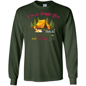 I’m A Simple Girl I Love Shiba Inu Camping And Wine ShirtG240 Gildan LS Ultra Cotton T-Shirt