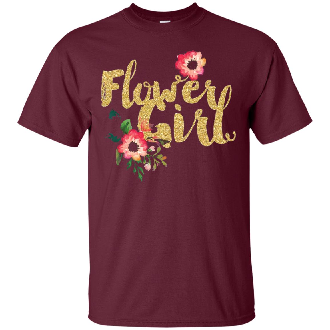 Flower Girl Bridesmaid Wedding Reception T-shirt Maroon
