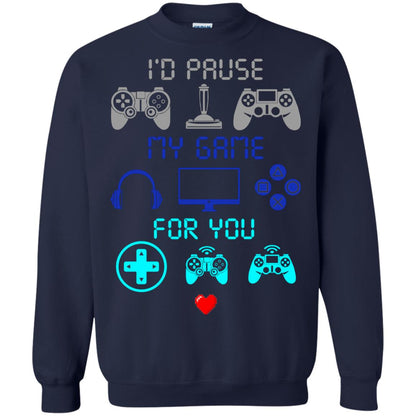 Gamer T-shirt I'd Pause My Game For You Navy