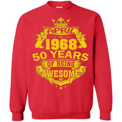 50th Birthday T-shirt April 1968 50 Years Of Being Awesome Red