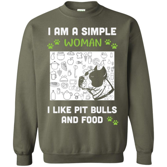 Pitbull Lover T-shirt I Am A Simple Woman I Like Pit Bulls Military Green