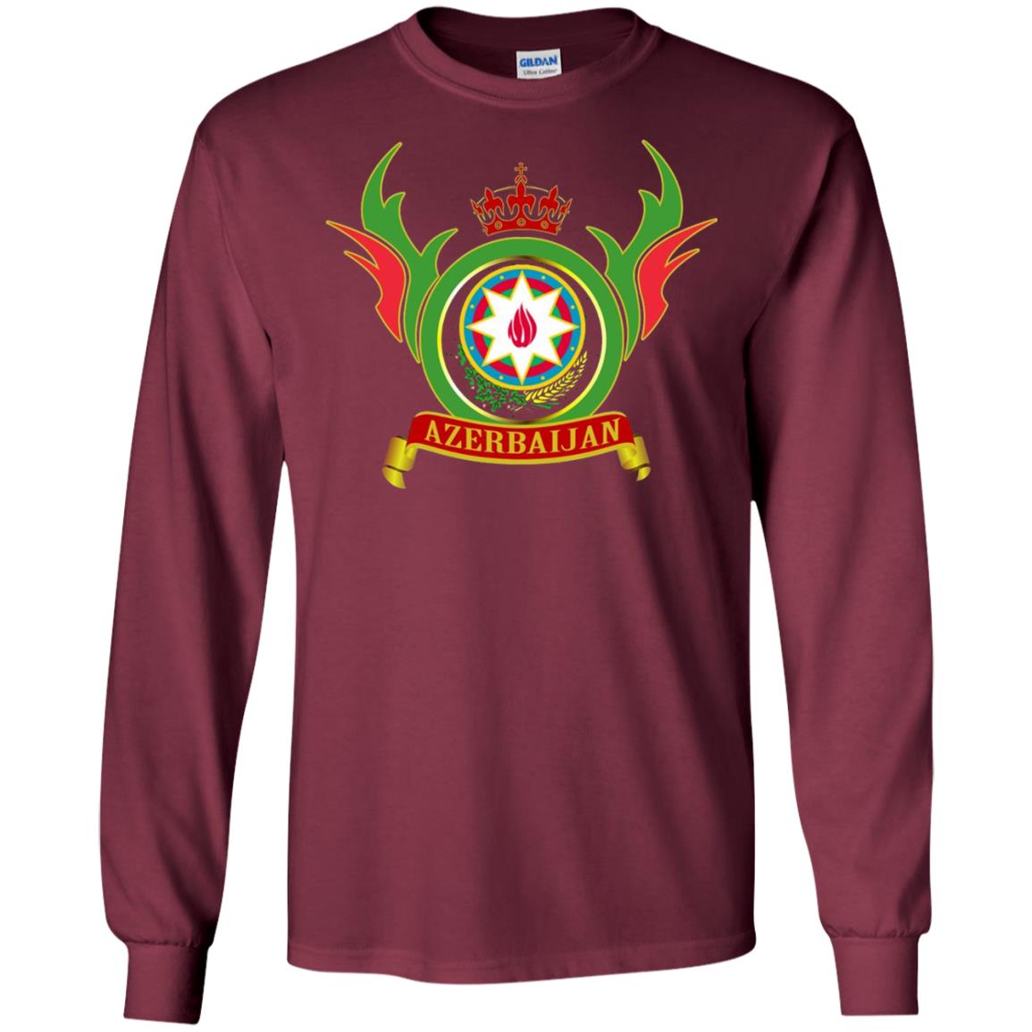 Azerbaijan Arms Coat Flag T-shirt Maroon