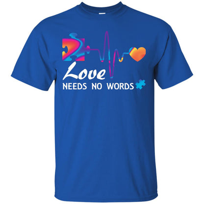 Love Needs No Words Puzzle Heartbeat Gift Shirt For Autism Awareness Royal