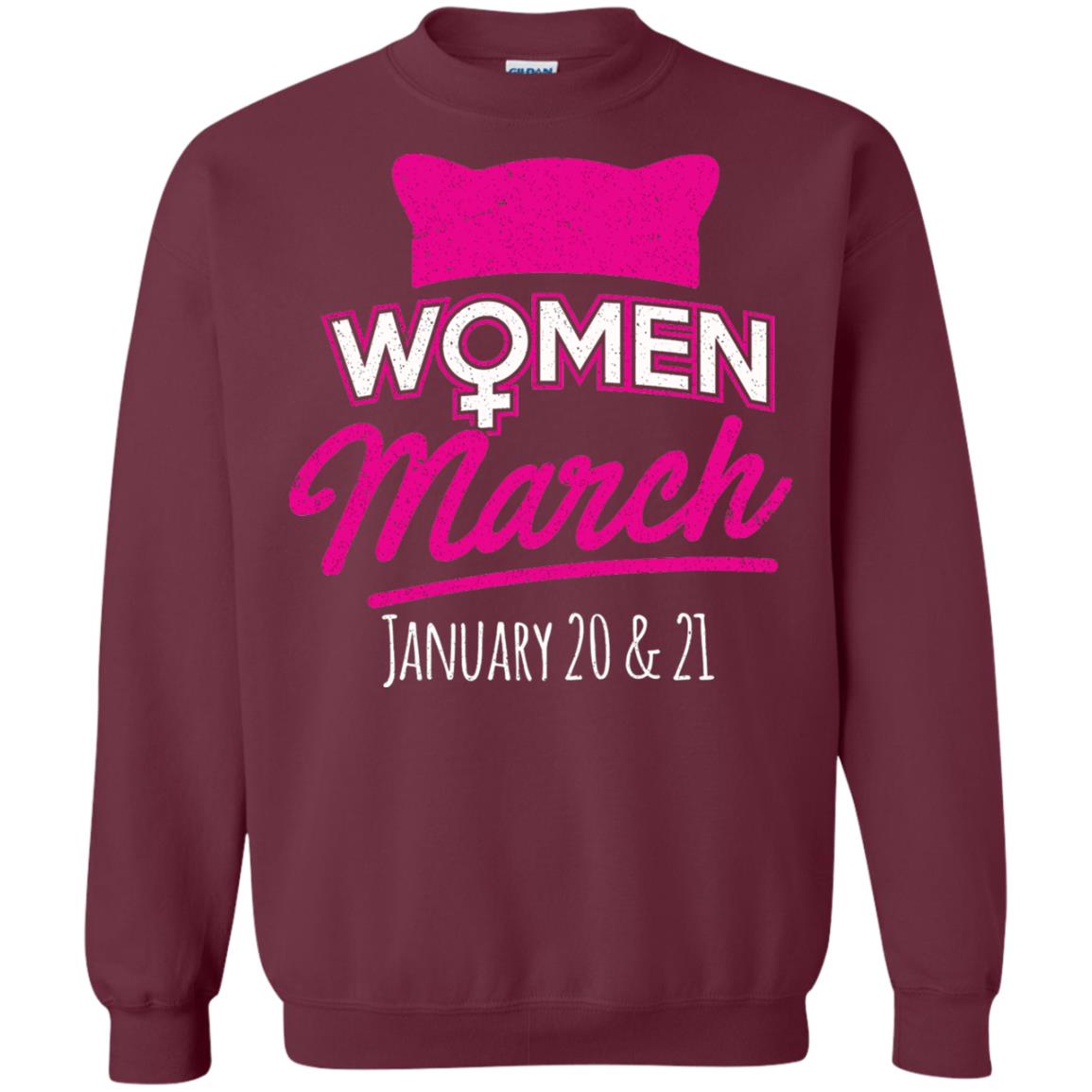 Women's Right T-shirt Women March January 2018 Pussycat Ears Hat Maroon