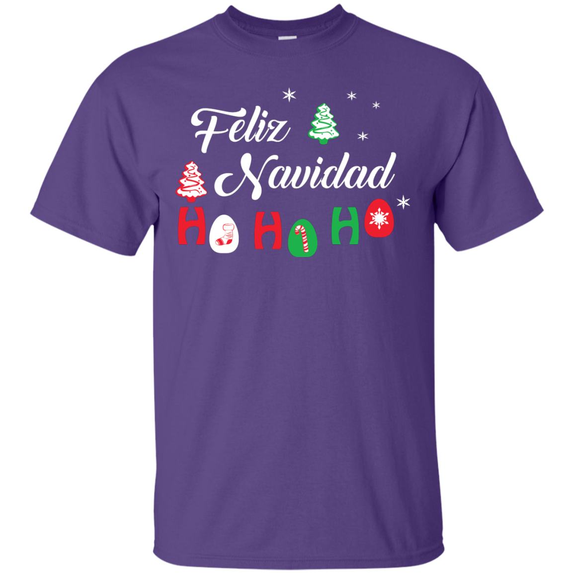 Chirstmas T-Shirt Feliz Navidad Ho Ho Ho Purple