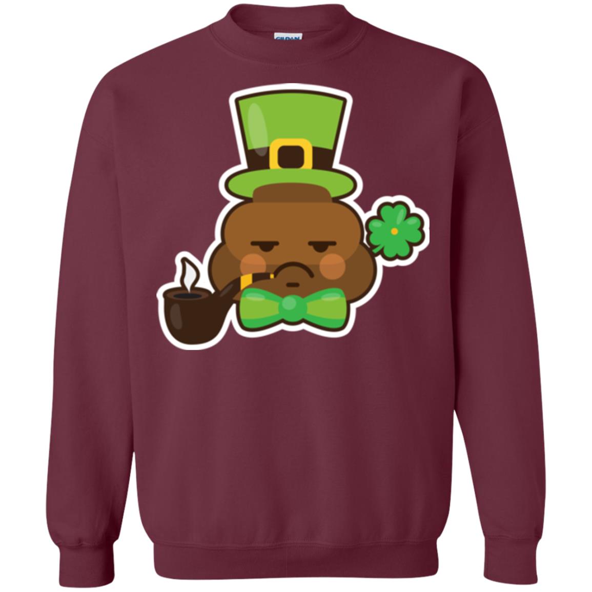 Saint Partick_s Day T-shirt Leprechaun Poop Emoji With Patrick Hat Maroon