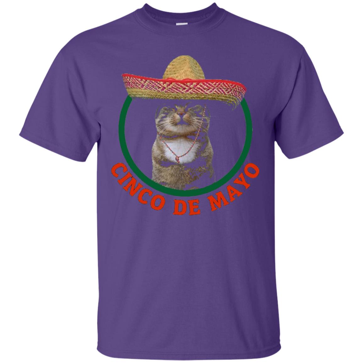 Cinco De Mayo Kitty Cat Funny Cute Meow Sombrero T-shirt Purple