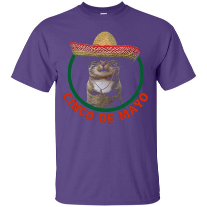 Cinco De Mayo Kitty Cat Funny Cute Meow Sombrero T-shirt Purple