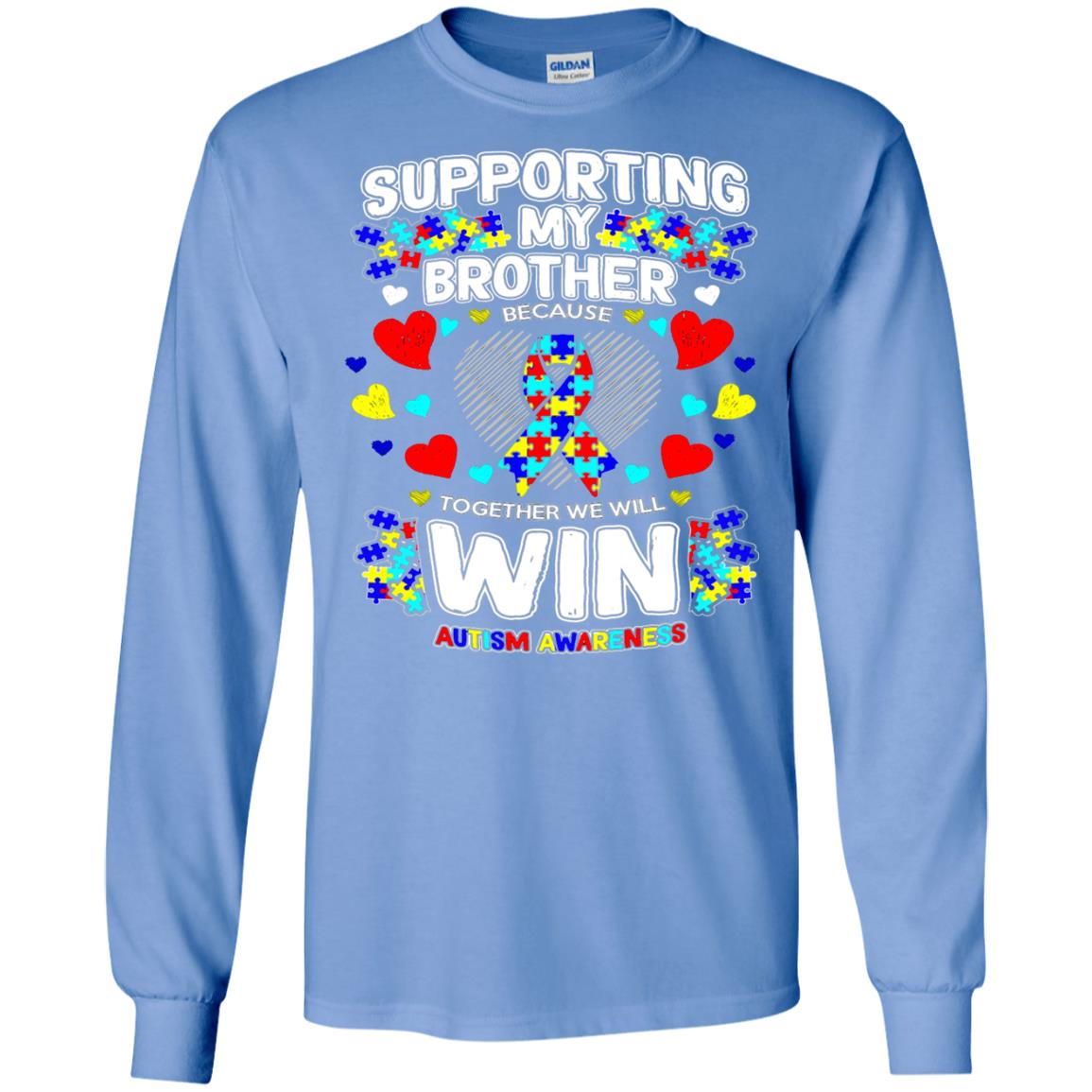 Autism Awareness Shirts For Supporting My Brother Carolina Blue