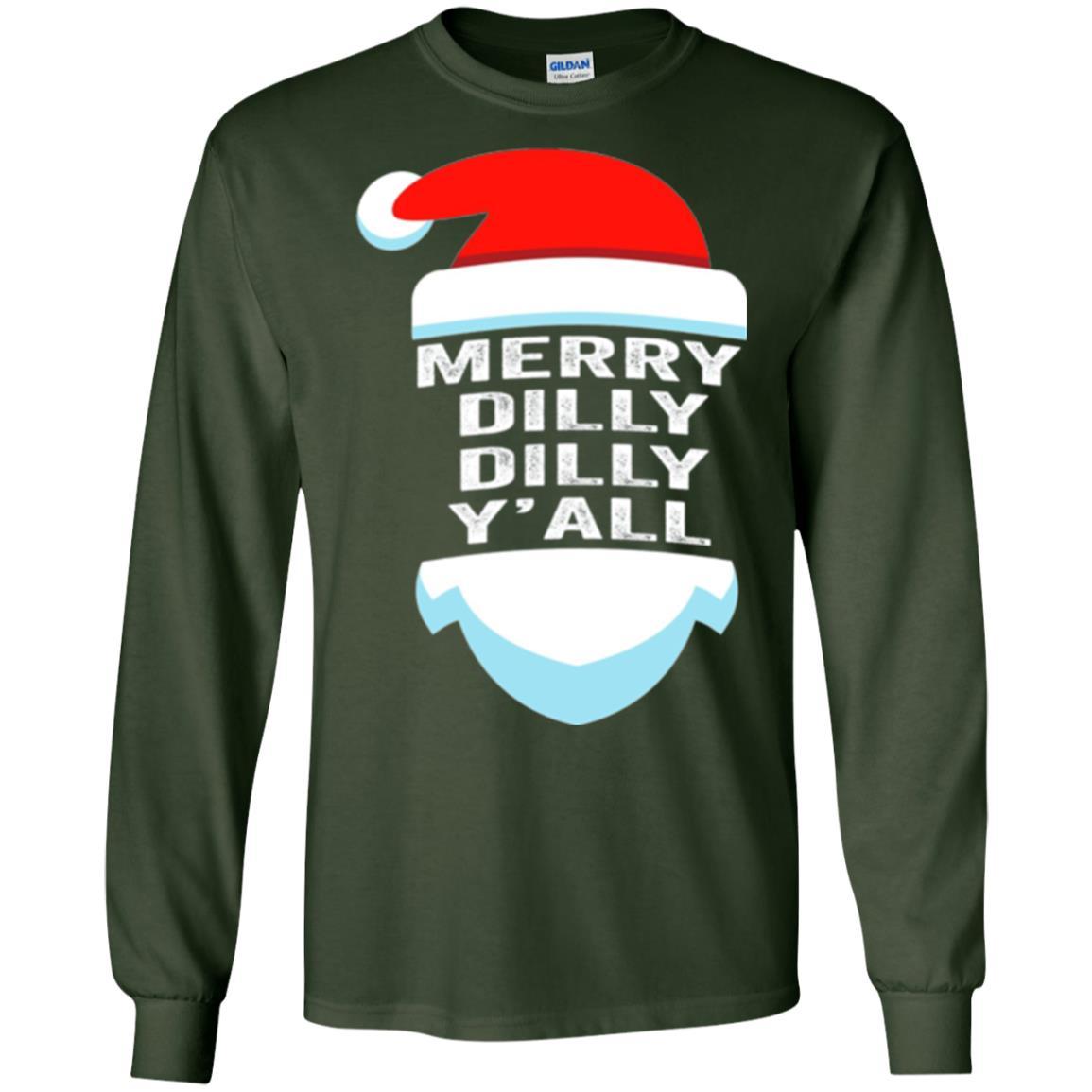 Christmas T-shirt Dilly Dilly Yall Santa Hat Christmas T-shirt Forest Green