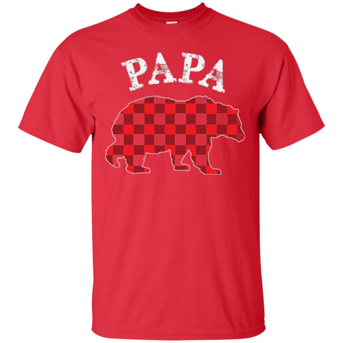 Papa T-shirt Red Plaid Papa Bear T-shirt Red