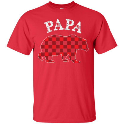 Papa T-shirt Red Plaid Papa Bear T-shirt Red