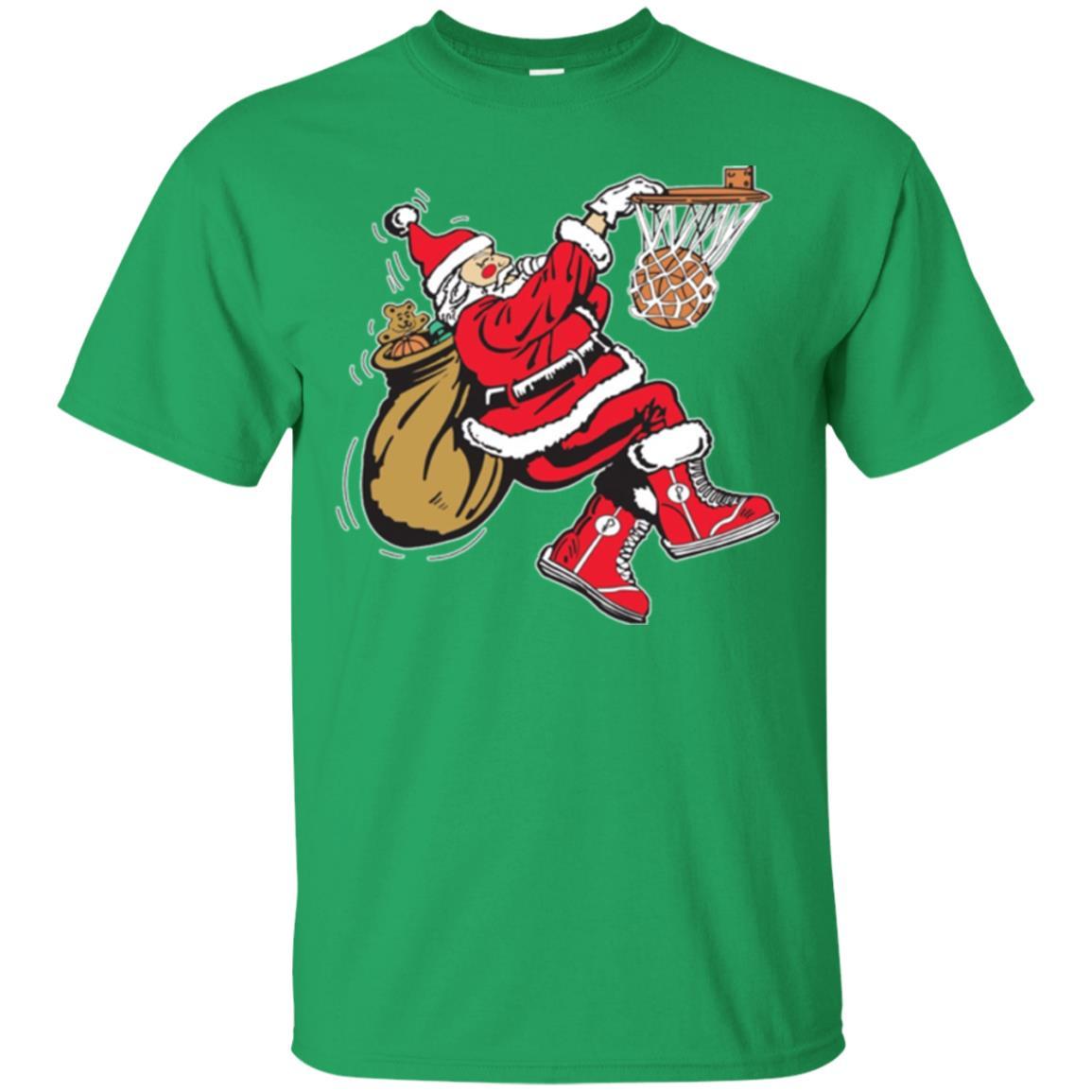 Christmas T-shirt Basketball Santa Claus Irish Green