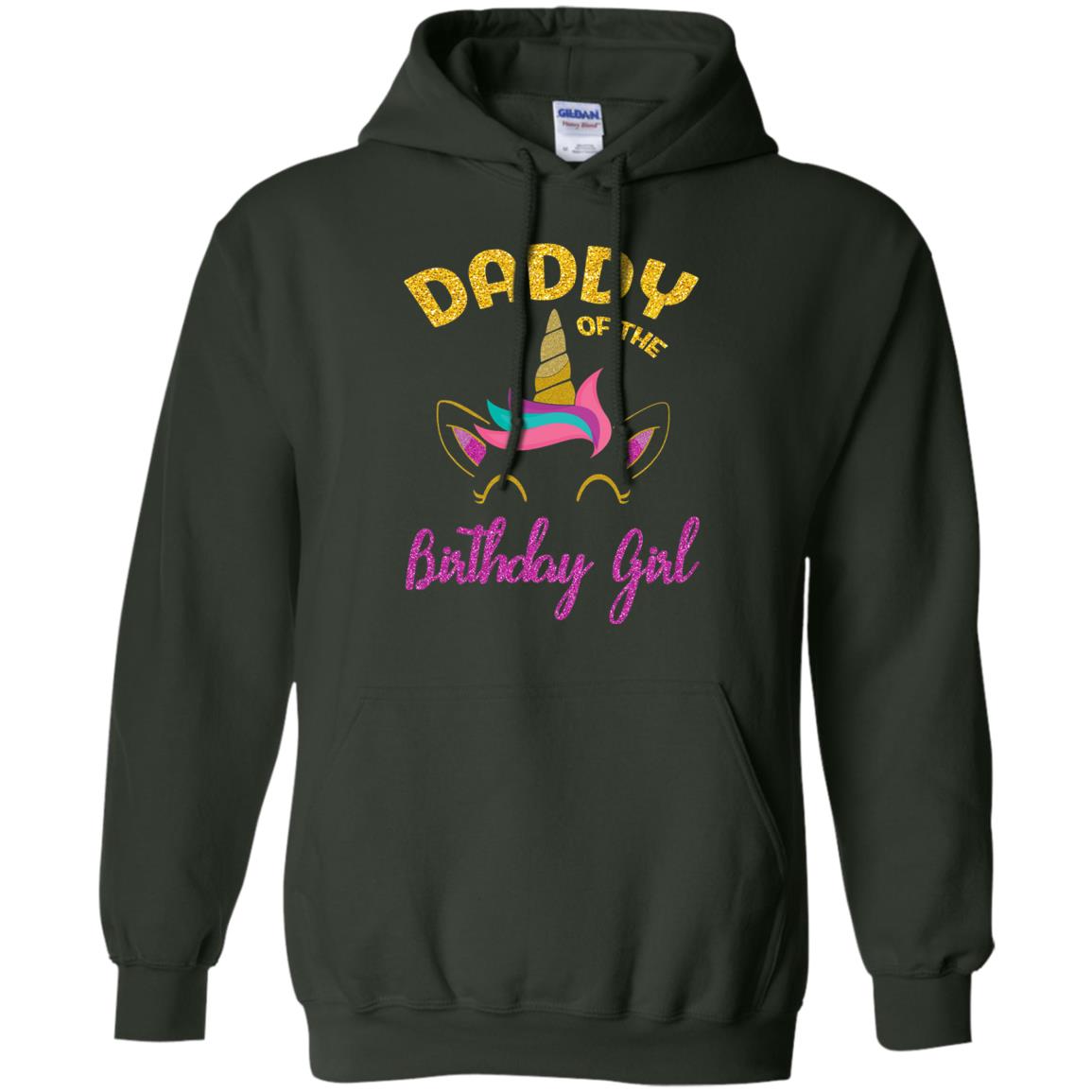 Daddy Mommy Of The Unicorn Birthday Girl T-shirt Forest Green