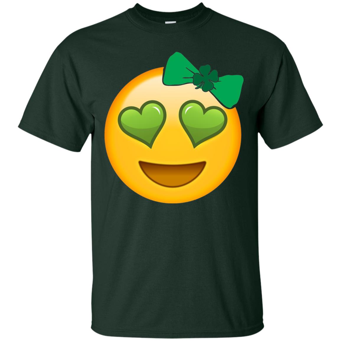 Emoji Green Heart Eyes Bow Saint Patricks Day Shirt For Girls Forest