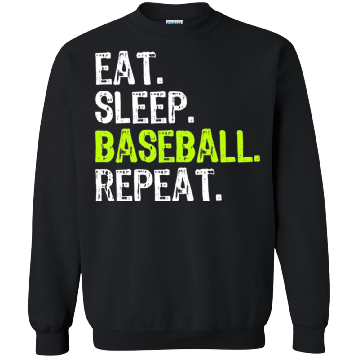 Baseball T-shirt Eat Sleep Baseball Repeat Black