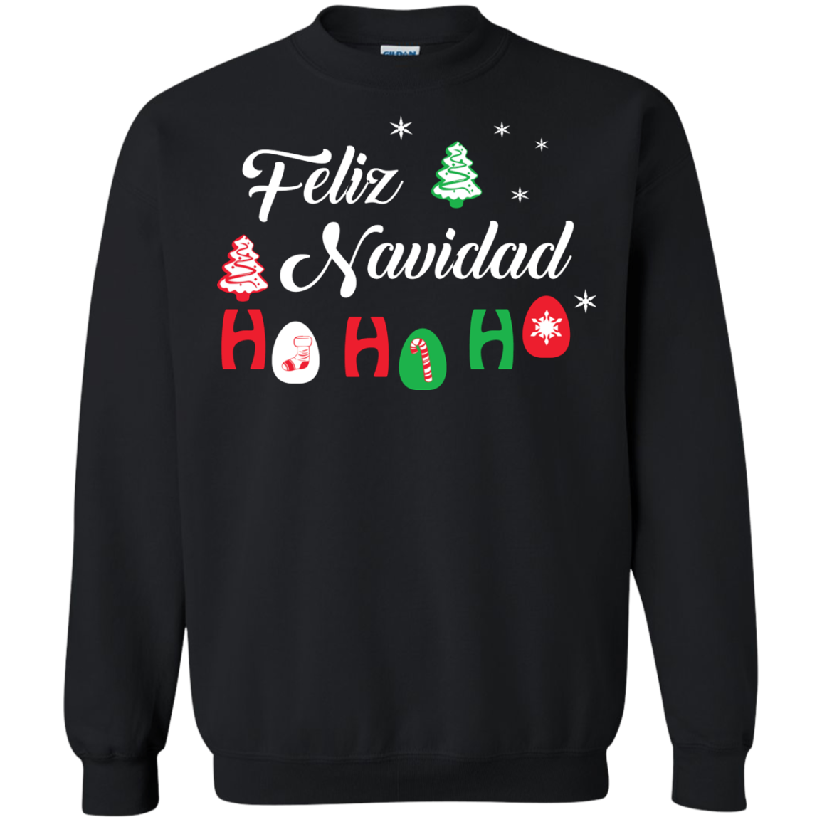 Chirstmas T-Shirt Feliz Navidad Ho Ho Ho Black