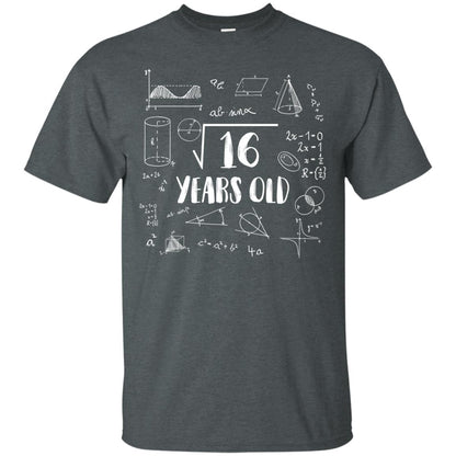 Square Root Of 16 4th Birthday 4 Years Old Math T-shirt Dark Heather