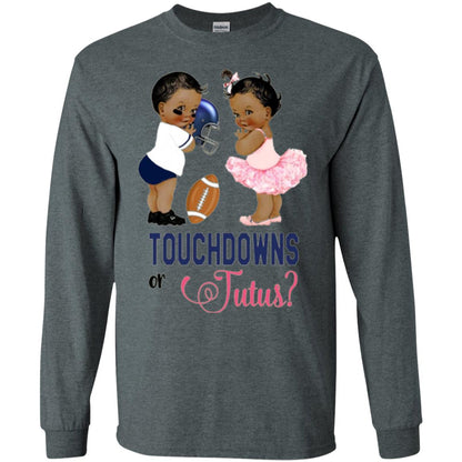 Ethnic Touchdowns Or Tutus Gender Reveal Party Football Lover T-shirt Dark Heather