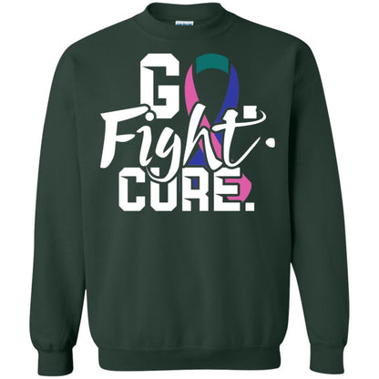 Thyroid Awareness Go Fight Cure Teal Pink Blue Ribbon Shirt Forest Green