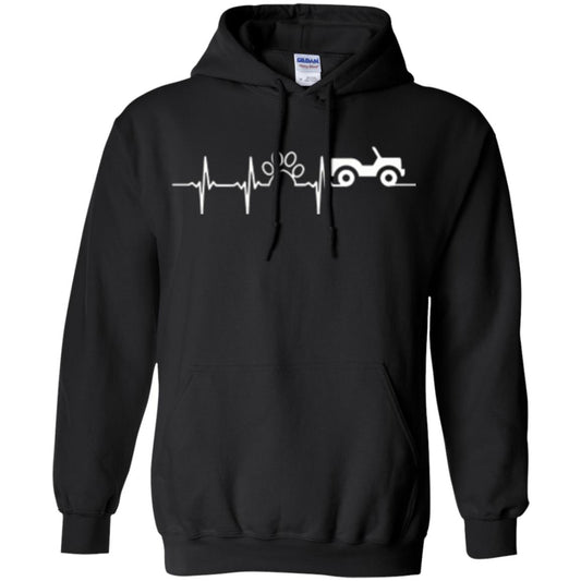 Cat Lovers T-shirt Jeep And Paw Heartbeat Black