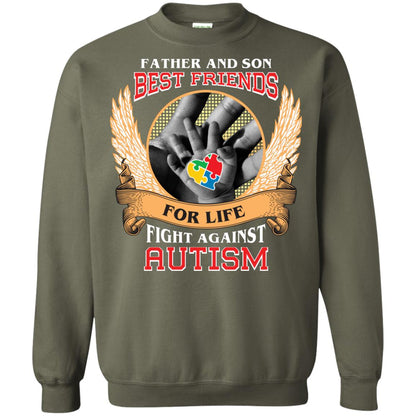 Autism Awareness T-shirt Father And Son Best Friends Military Green