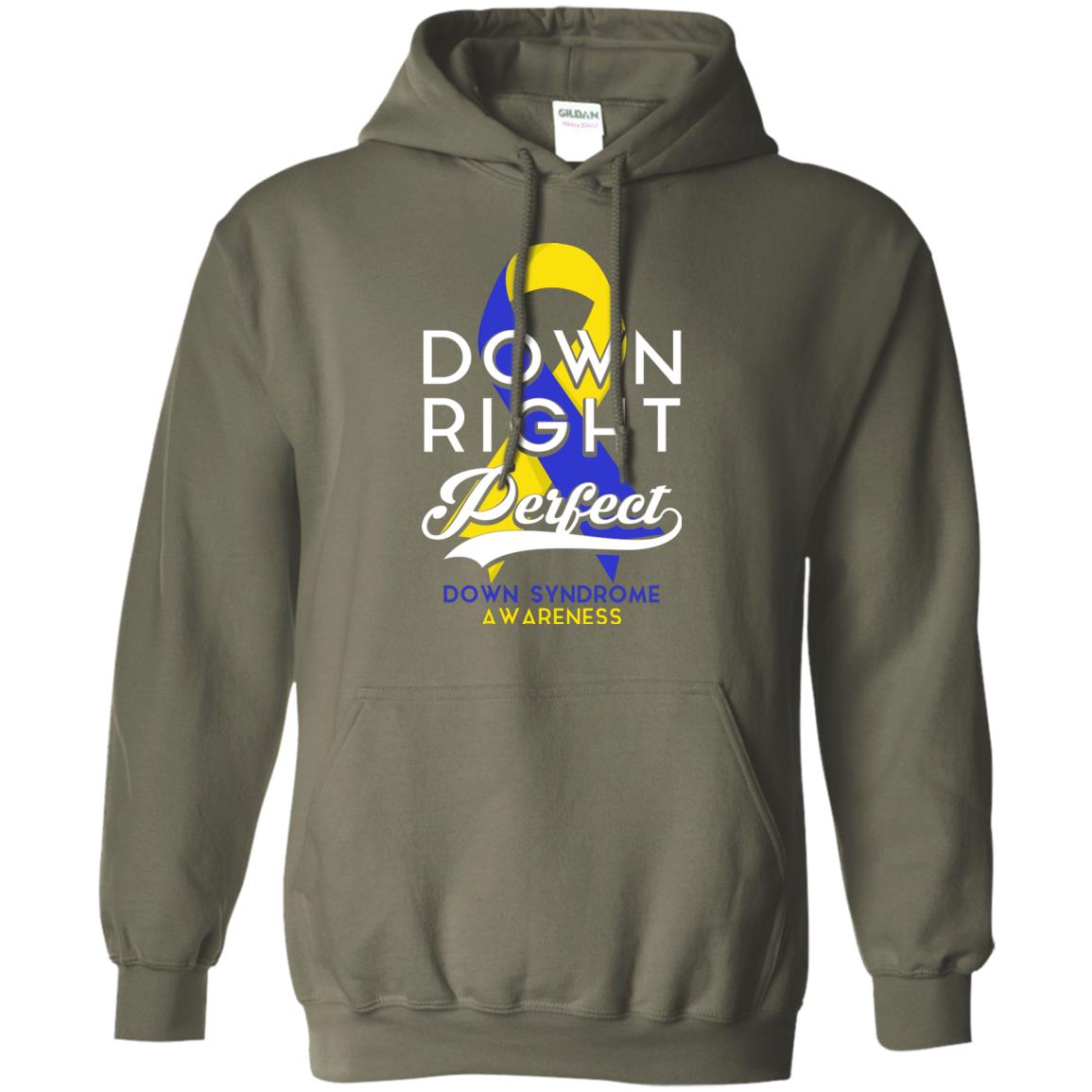 Down Right Perfect Down Syndrome Awareness T-shirt Military Green