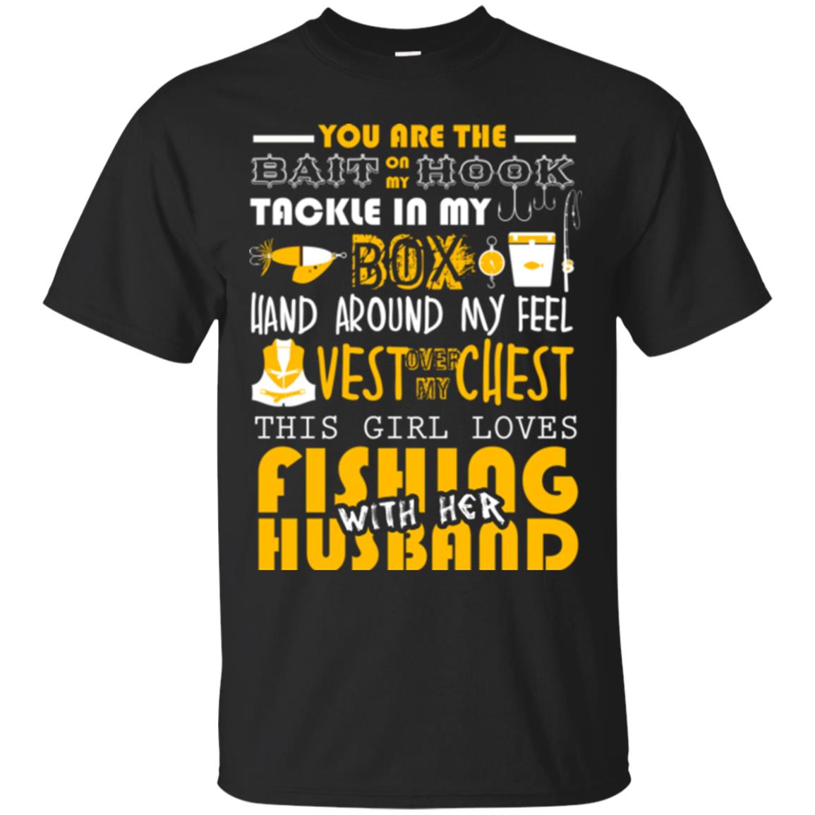 Fishing Lover T-shirt This Girl Loves Fishing With Her Husband Black
