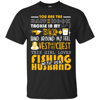 Fishing Lover T-shirt This Girl Loves Fishing With Her Husband Black