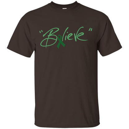 Liver Cancer Awareness Shirt Emerald Ribbon Believe Dark Chocolate