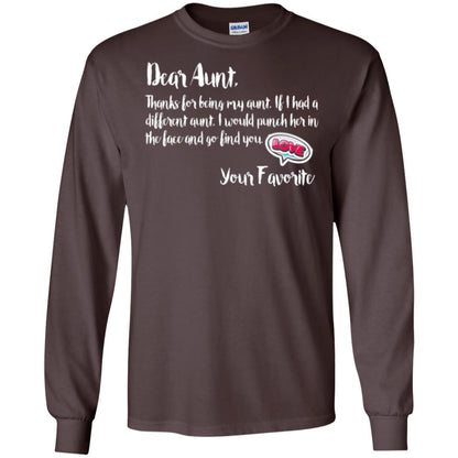 Family T-shirt Dear Aunt Thanks For Being My Aunt Dark Chocolate