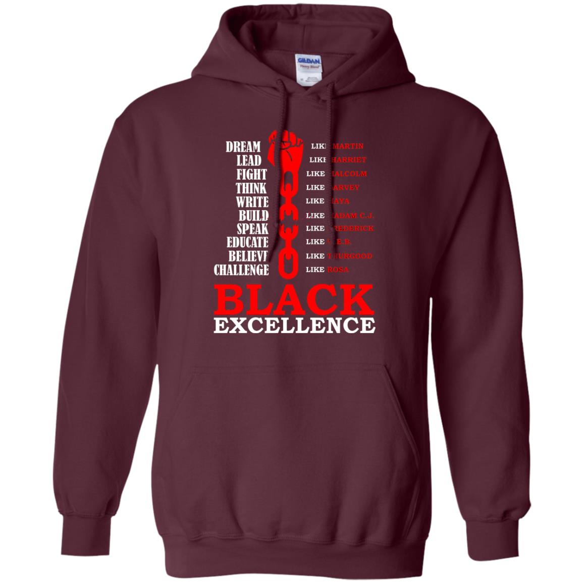 Black Excellence Black Af Proud African American T-shirt Maroon