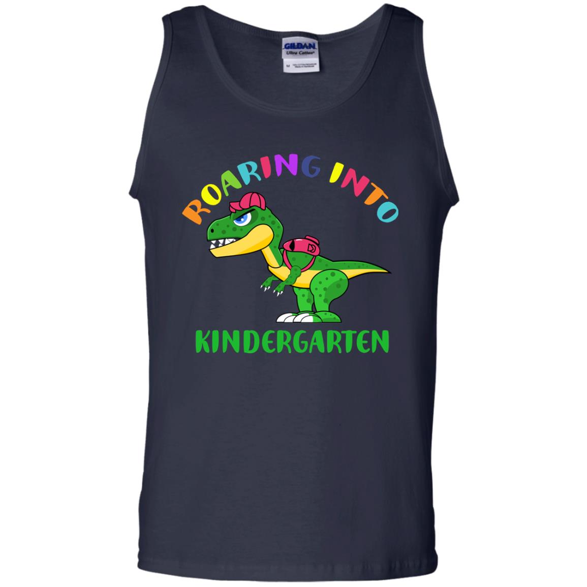 Roaring Into Kindergarten Happy First Day Of School Shirt Navy