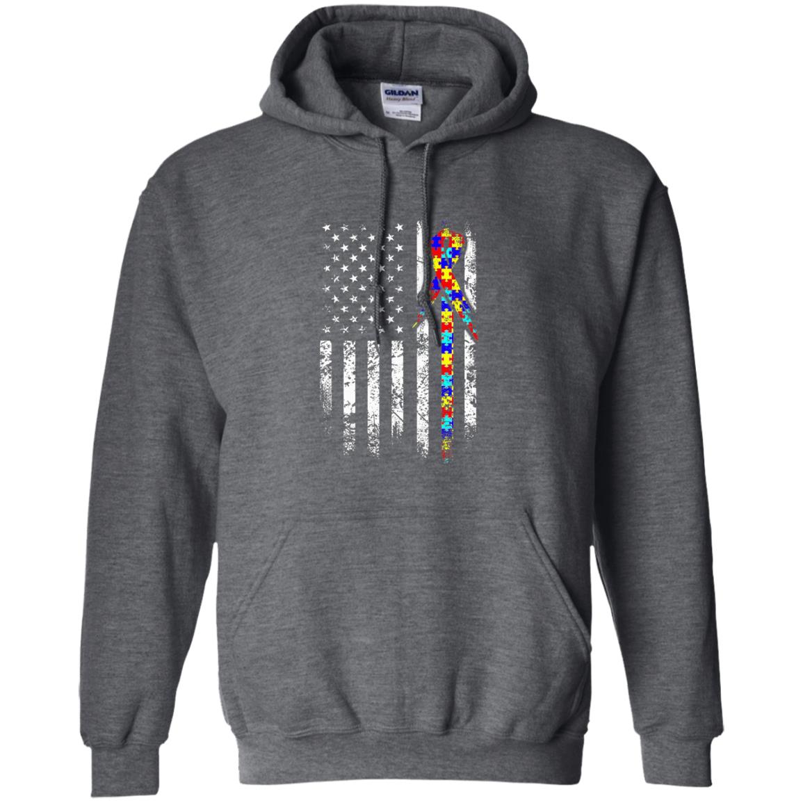 American Flag Distressed Autism Awareness T-shirt Dark Heather