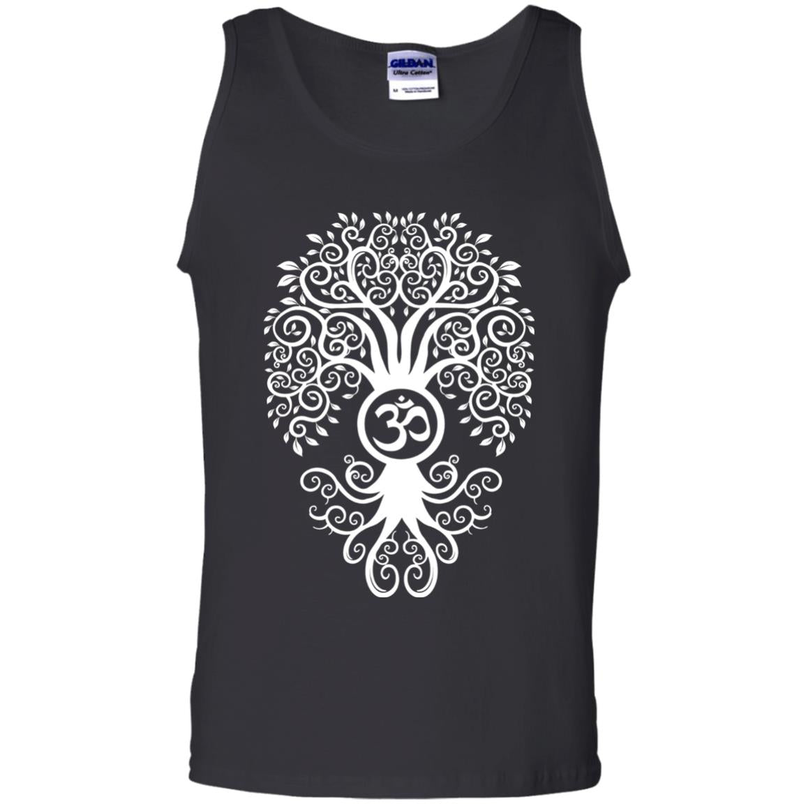 White Bodhi Tree Yoga Tshirt Black