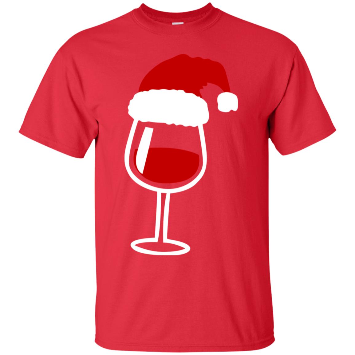 Twinkle Red Wine Glass Santa Hat X-mas Gift Shirt Red