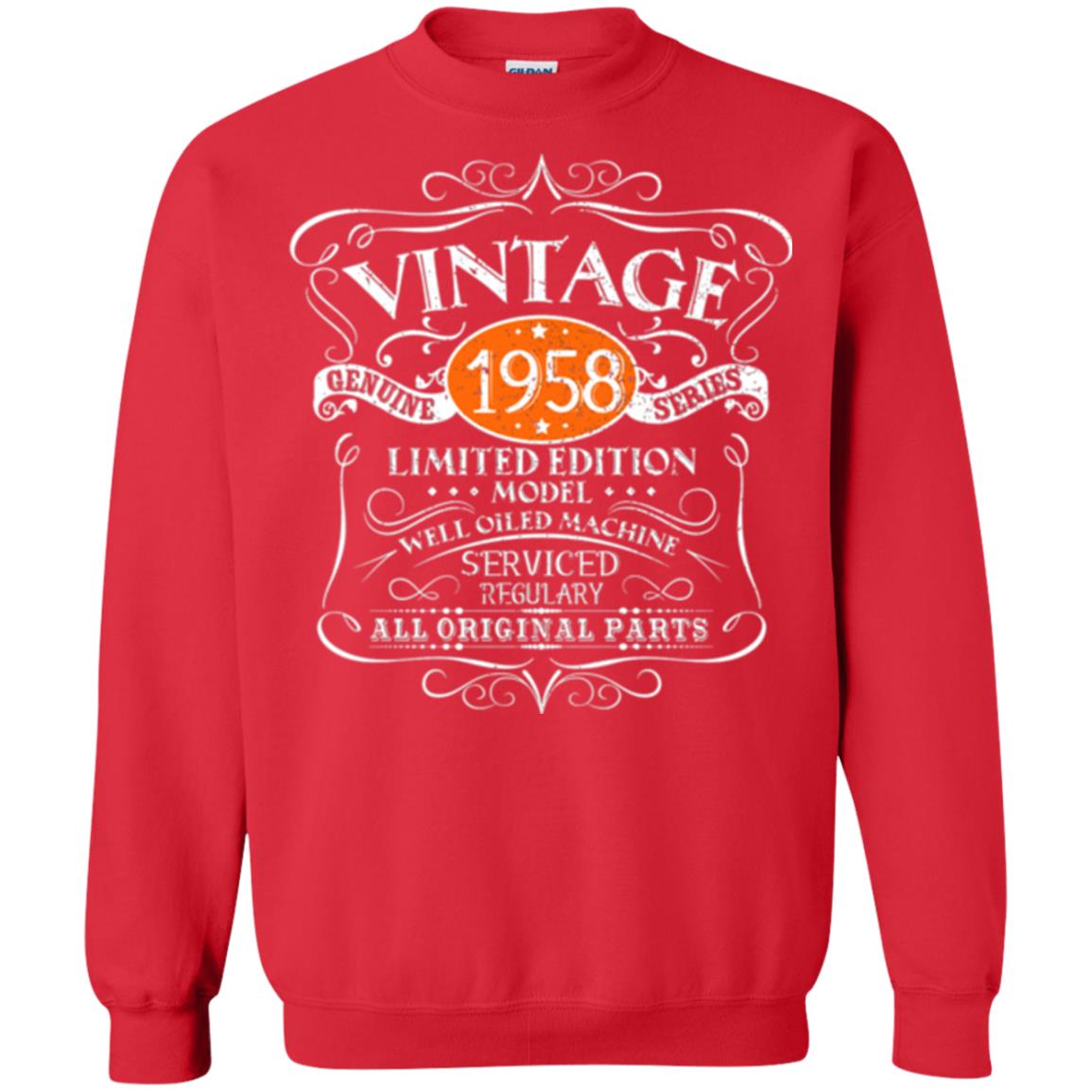 Vintage 60th Birthday T-shirt 1958 All Original Parts Red
