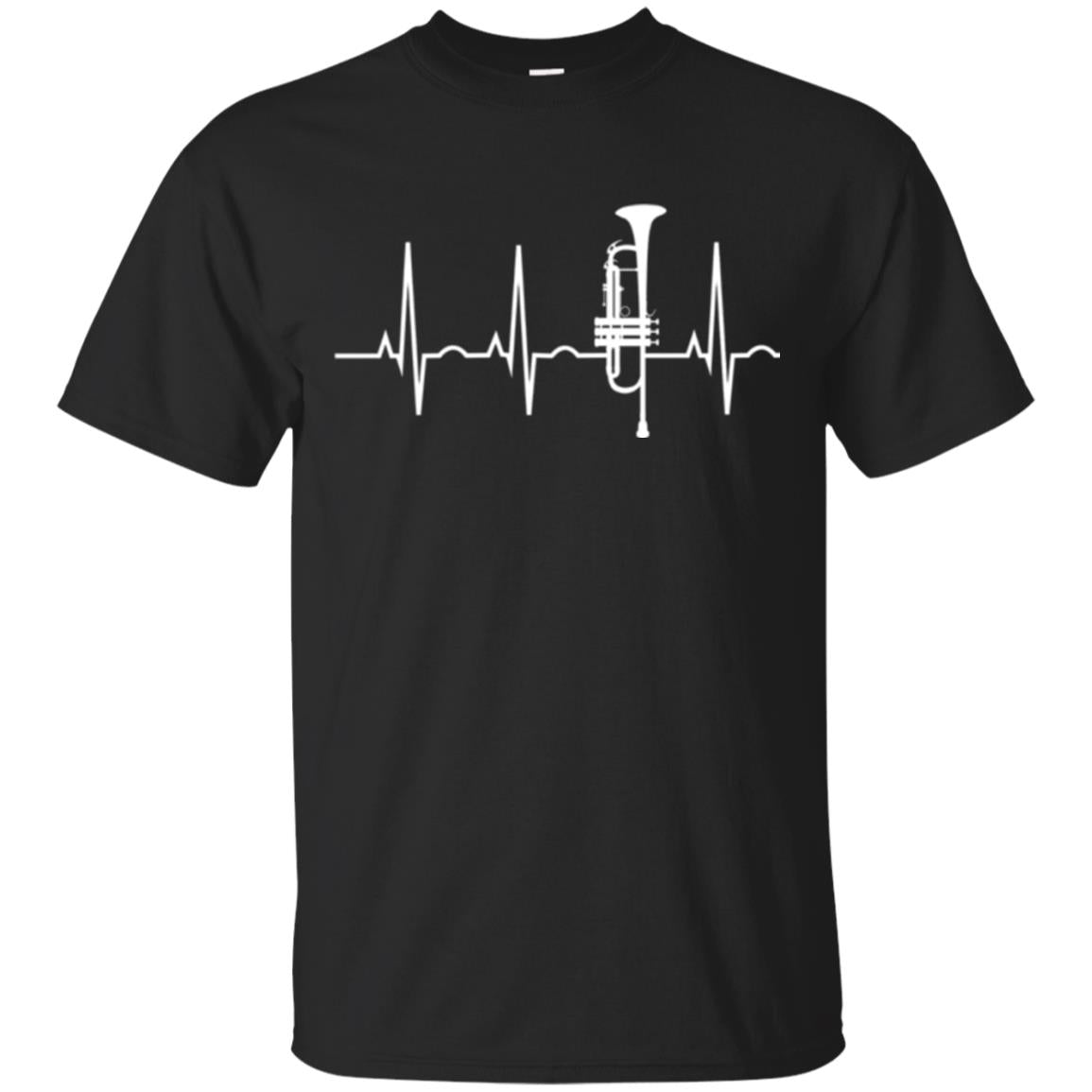 Trumpet Lovers T-shirt Trumpet Heartbeat Black