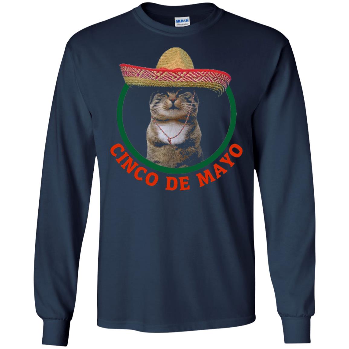 Cinco De Mayo Kitty Cat Funny Cute Meow Sombrero T-shirt Navy