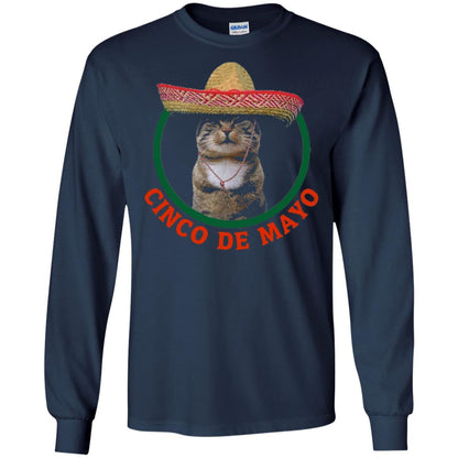 Cinco De Mayo Kitty Cat Funny Cute Meow Sombrero T-shirt Navy