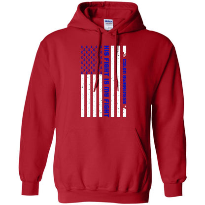 Colon Awareness His Fight Is My Fight Dark Blue Ribbon Stars Flag Of Usa Shirt Red
