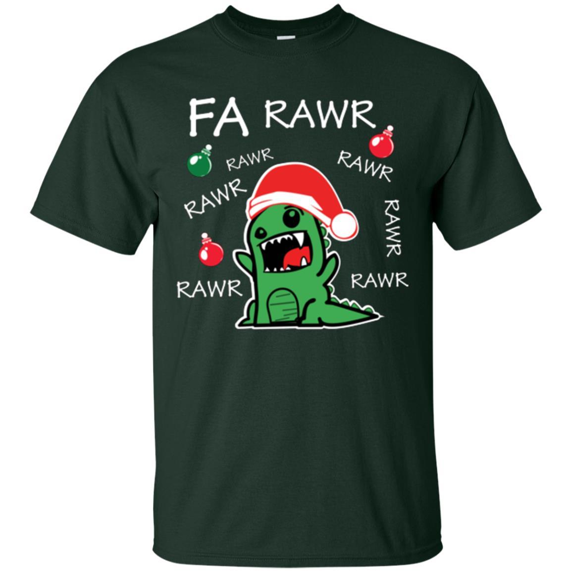 Christmas T-shirt Dinosaur Fa Rawr Forest Green