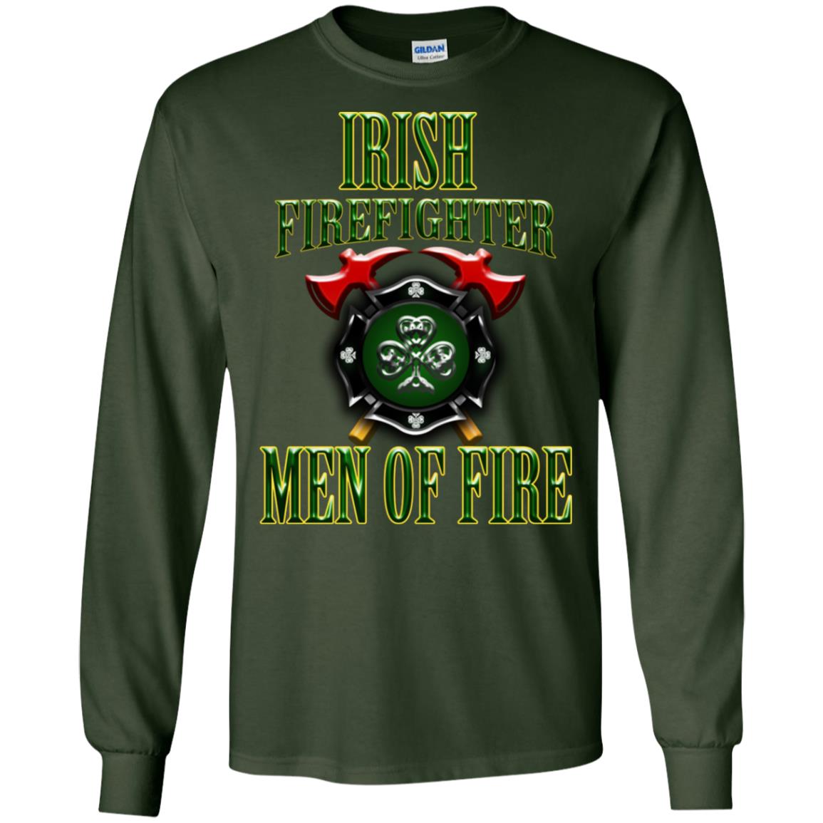 Irsh Firefighter Men Of Fire Irish Fireman Gift Shirt Forest Green