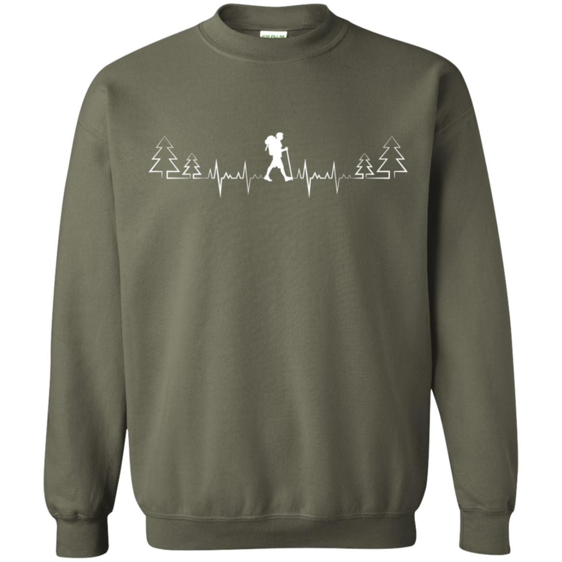 Heart Beat Hiking Lovers Shirt Military Green