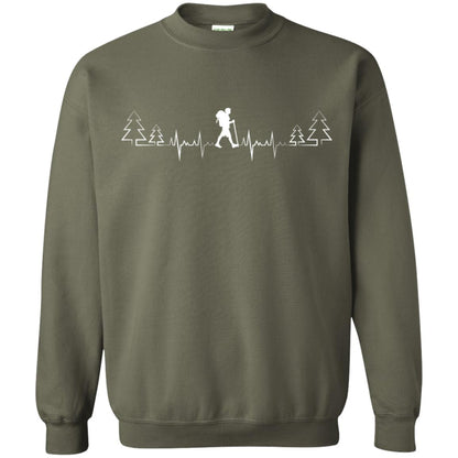 Heart Beat Hiking Lovers Shirt Military Green