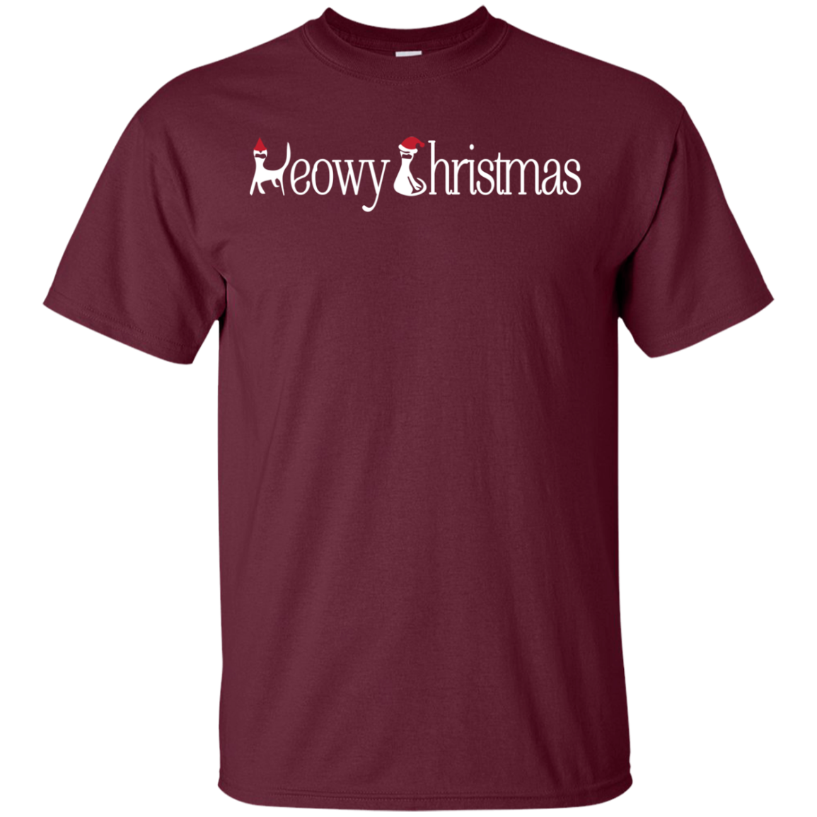 Christmas T-shirt Meowy Christmas Maroon